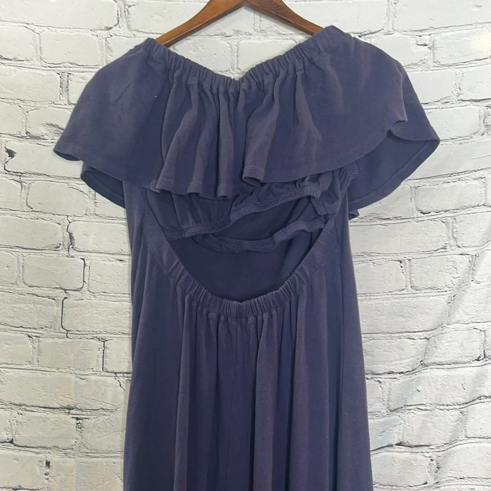 Free People Beach Navy Blue Strapless Maxi Dress Size Large Excellent Condition
